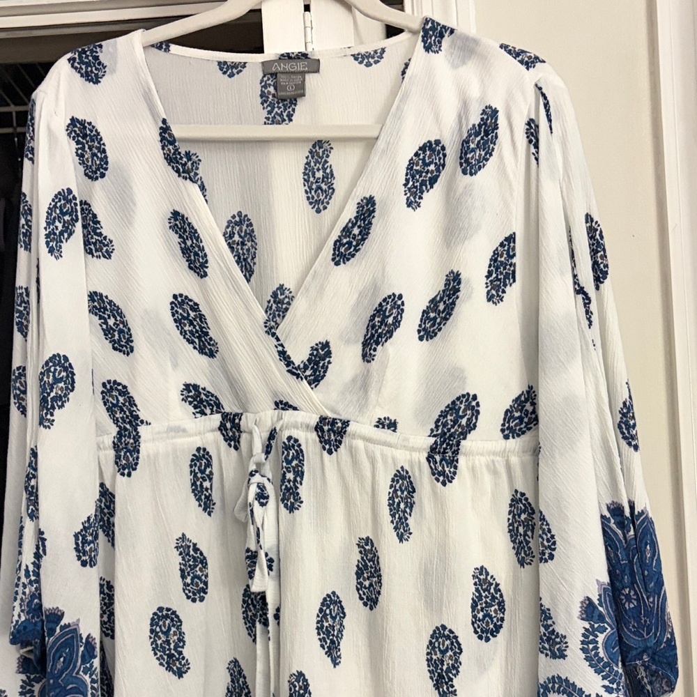 Angie White and Blue Patterned Dress